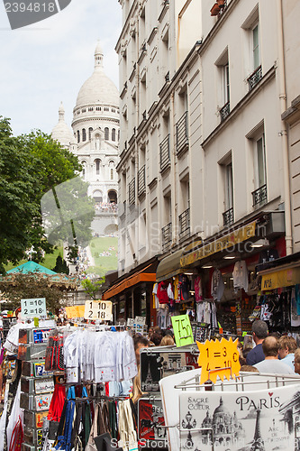 Image of PARIS, FRANCE - JULY 28: Sacre Coeur Basilica in summer day. Lar