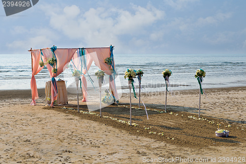 Image of Flower decoration at the beach wedding venue