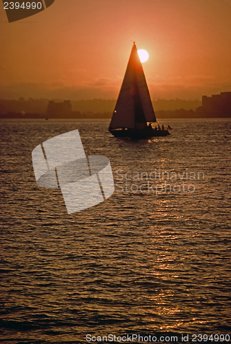Image of Sailboat at sunset