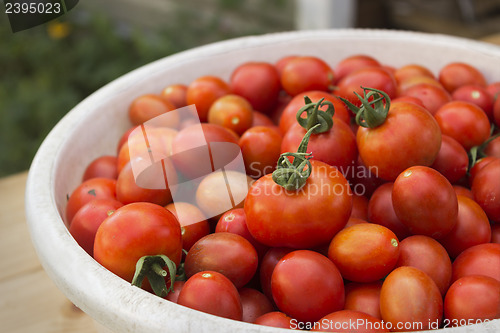 Image of Red tomatoes in a white dish