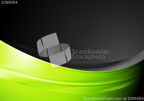 Image of Green and black wavy background