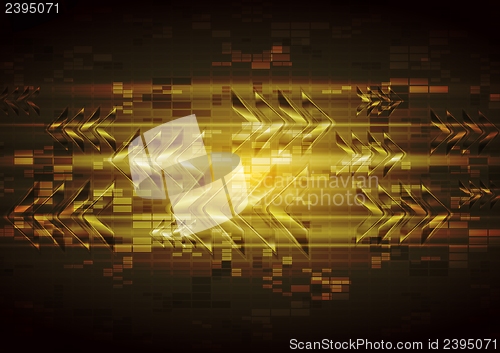Image of Vector yellow tech design with abstract glossy arrows