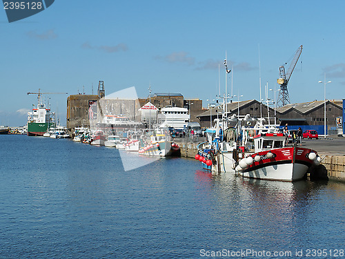 Image of Saint Nazaire, France - august 2013,  harbor with fishing boats 