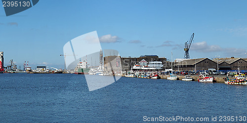 Image of Saint Nazaire, France - august 2013,  harbor with fishing boats 