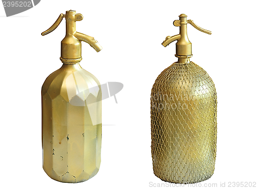 Image of very old copper bottles for sparkling water