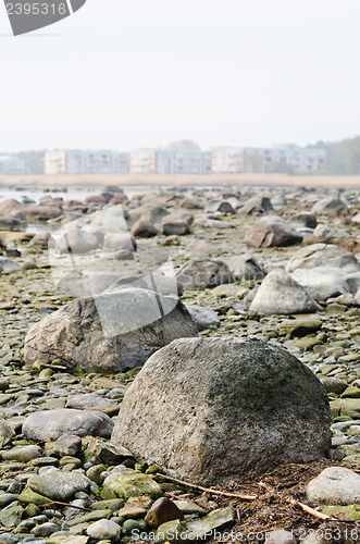 Image of Stony coast of Baltic sea early in the morning