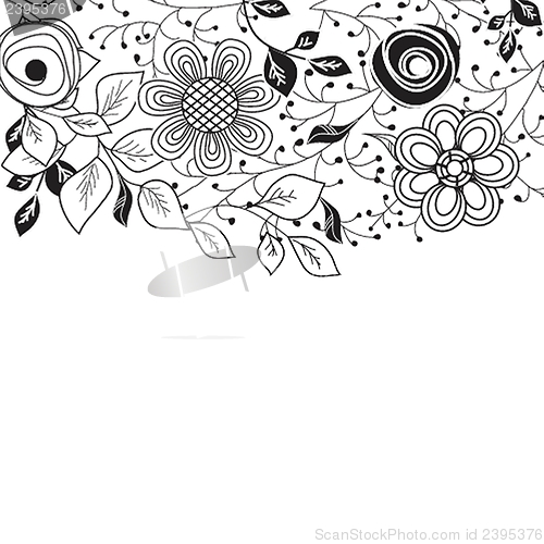 Image of Vintage card with hand drawn flowers