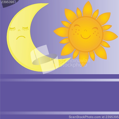Image of set of sun and moon, day and night