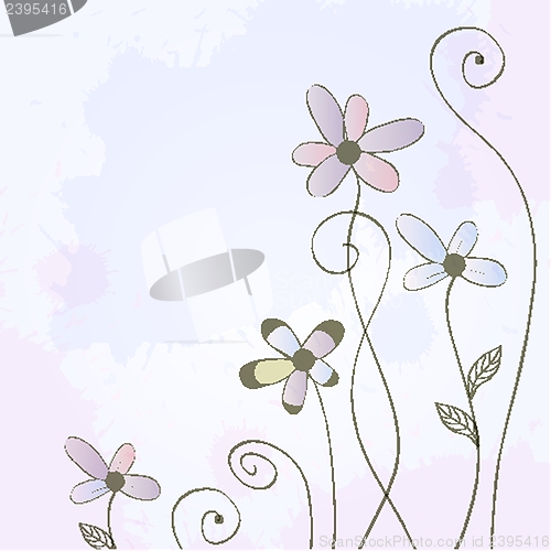 Image of Vintage card with hand drawn flowers