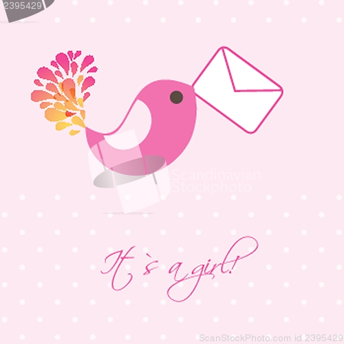 Image of Vintage baby girl arrival announcement card.