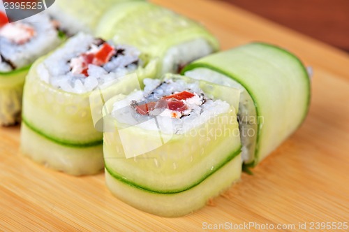 Image of cucumber sushi rolls