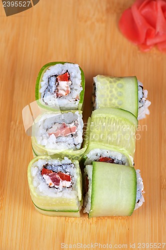 Image of cucumber sushi rolls