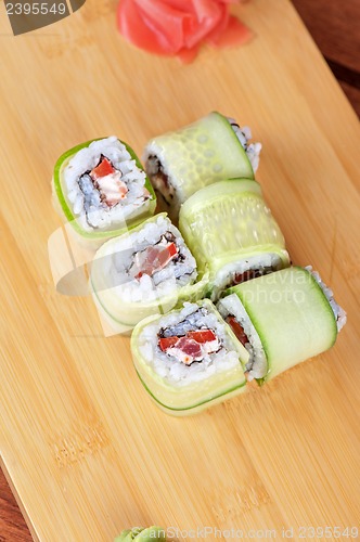 Image of cucumber sushi rolls