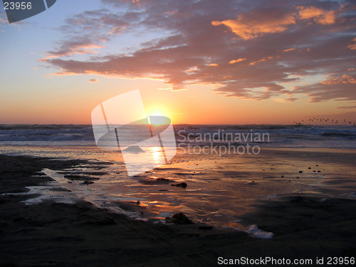 Image of Sunset over the ocean