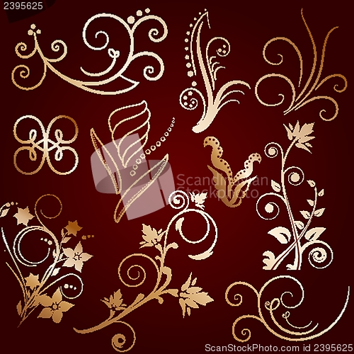 Image of Vector set of vintage design elements