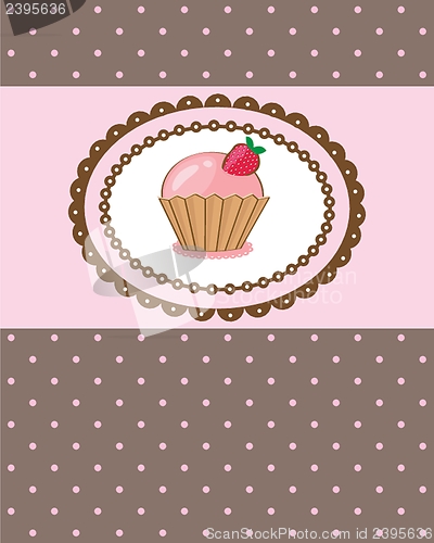 Image of Cute vector background with small cupcake