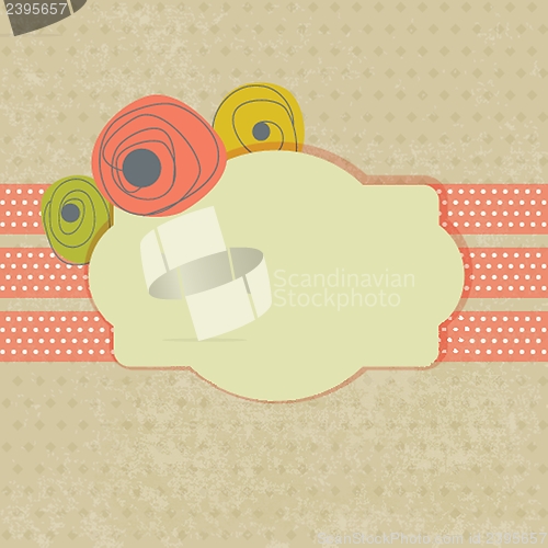 Image of Vintage vector frame on floral background