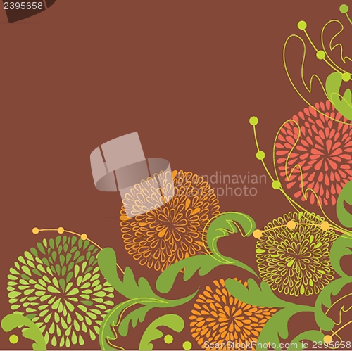 Image of Vintage vector frame on floral background