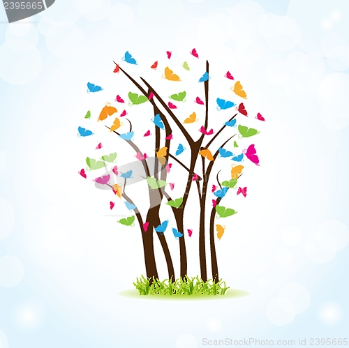 Image of Floral card with butterflies