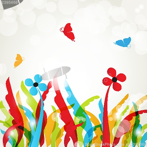 Image of Floral card with butterflies
