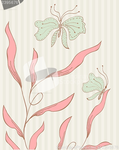 Image of Vintage vector frame on floral background