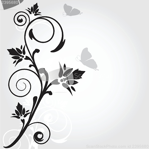 Image of Floral card with butterflies