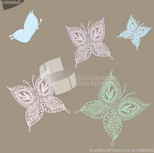 Image of Various vector butterflies on  background