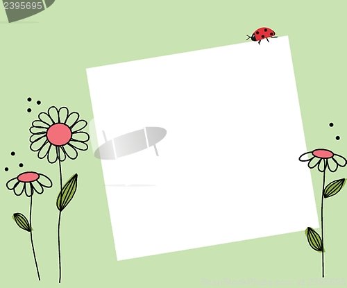 Image of Bright greetings card with flowers and buttons