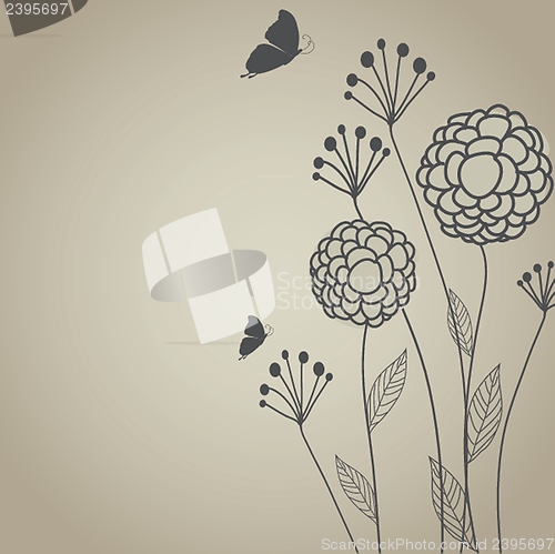 Image of Floral card with butterflies