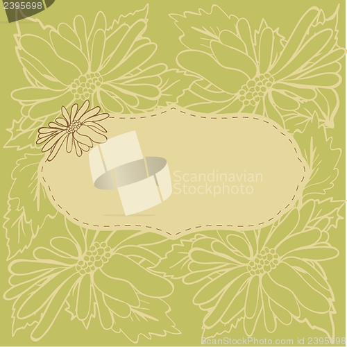 Image of Vintage vector frame on floral background