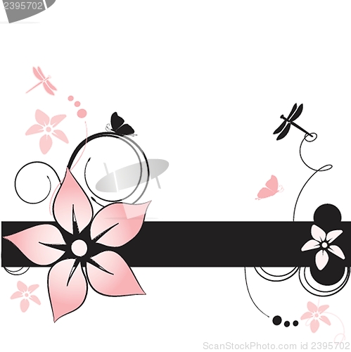 Image of Floral card with butterflies