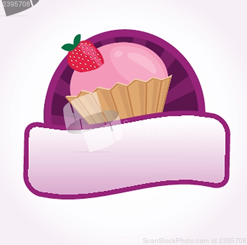 Image of Cute vector background with small cupcake