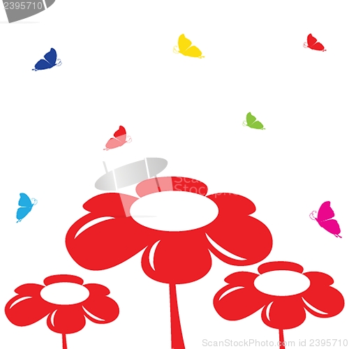 Image of Floral card with butterflies