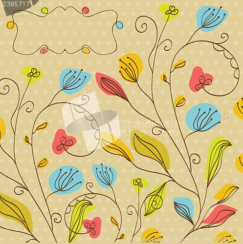 Image of Vintage vector frame on floral background