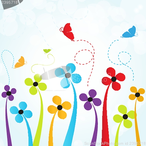 Image of Floral card with butterflies