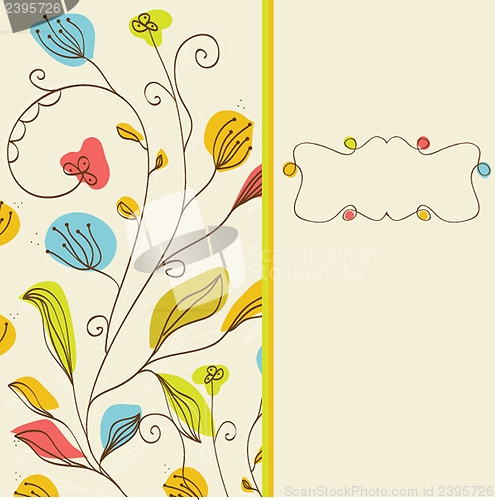 Image of Vintage vector frame on floral background