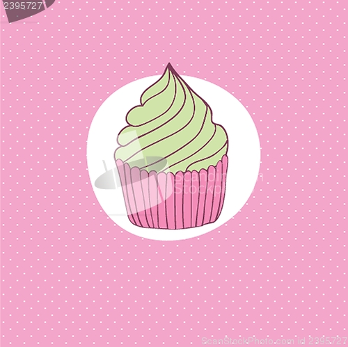 Image of Cute vector background with small cupcake