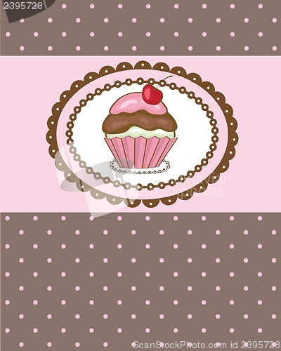 Image of Cute vector background with small cupcake