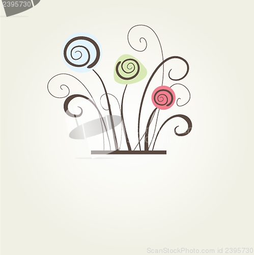 Image of Vintage vector frame on floral background