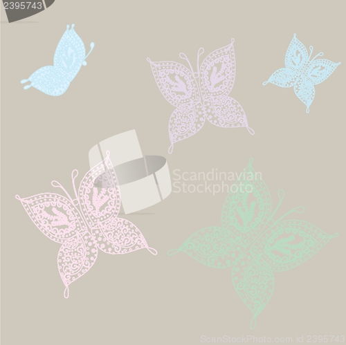 Image of Various vector butterflies on  background