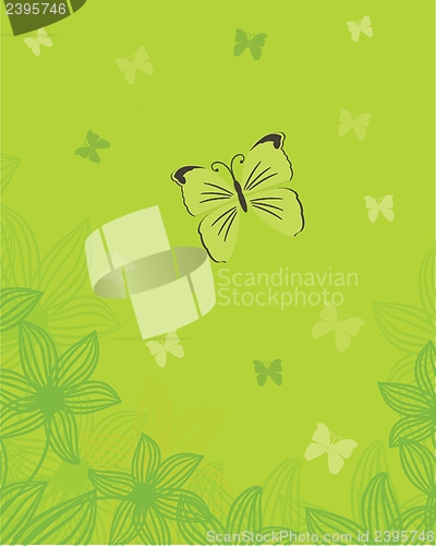 Image of Floral card with butterflies