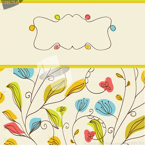 Image of Vintage vector frame on floral background