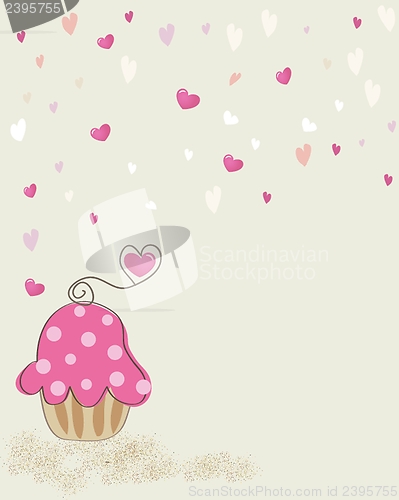 Image of Cute vector background with small cupcake