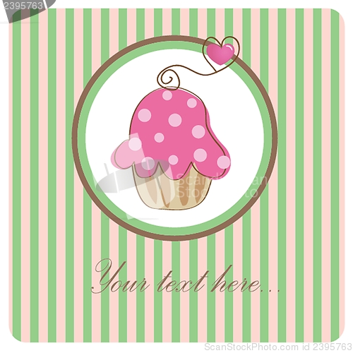 Image of Cute vector background with small cupcake