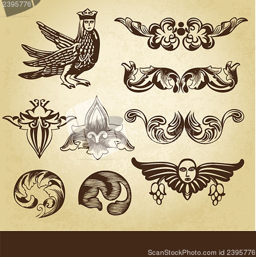 Image of Vector set of vintage design elements