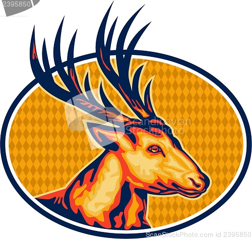 Image of Deer Stag Buck Head Retro