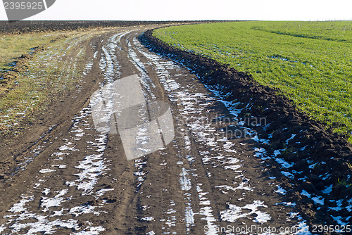 Image of road between two fields