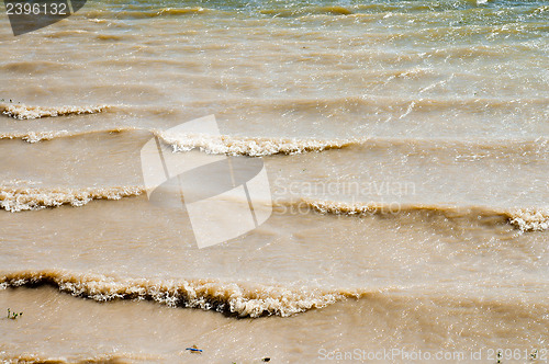 Image of dirty colored wave in pond