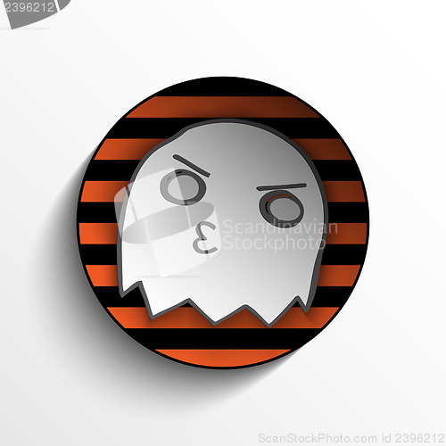 Image of Vector - Halloween Ghost Button Icon Stripe Vector