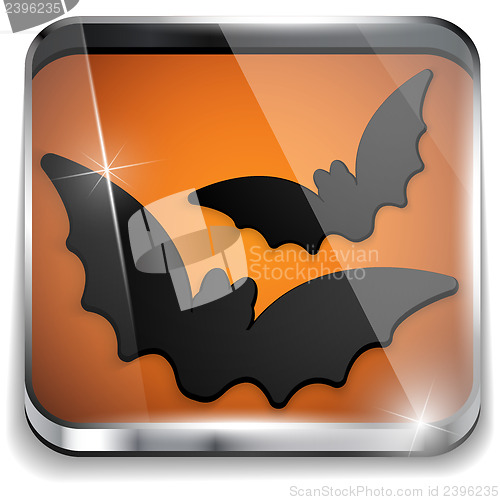 Image of Halloween Bat Icon Button Application Vector